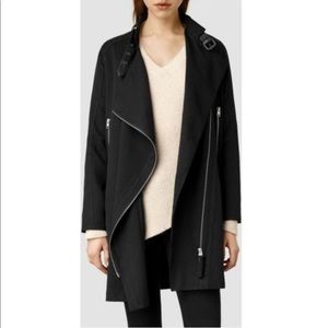 ✨HP✨AllSaints Wren dark blue jacket w leather